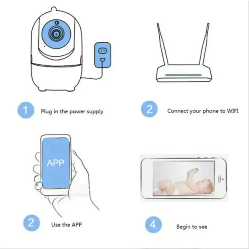 Indoor Home Security Camera Night Vision Baby Pet Monitor