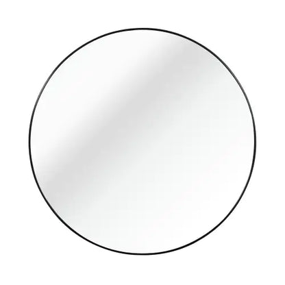 Black 24-Inch Round Metal Bathroom Mirror