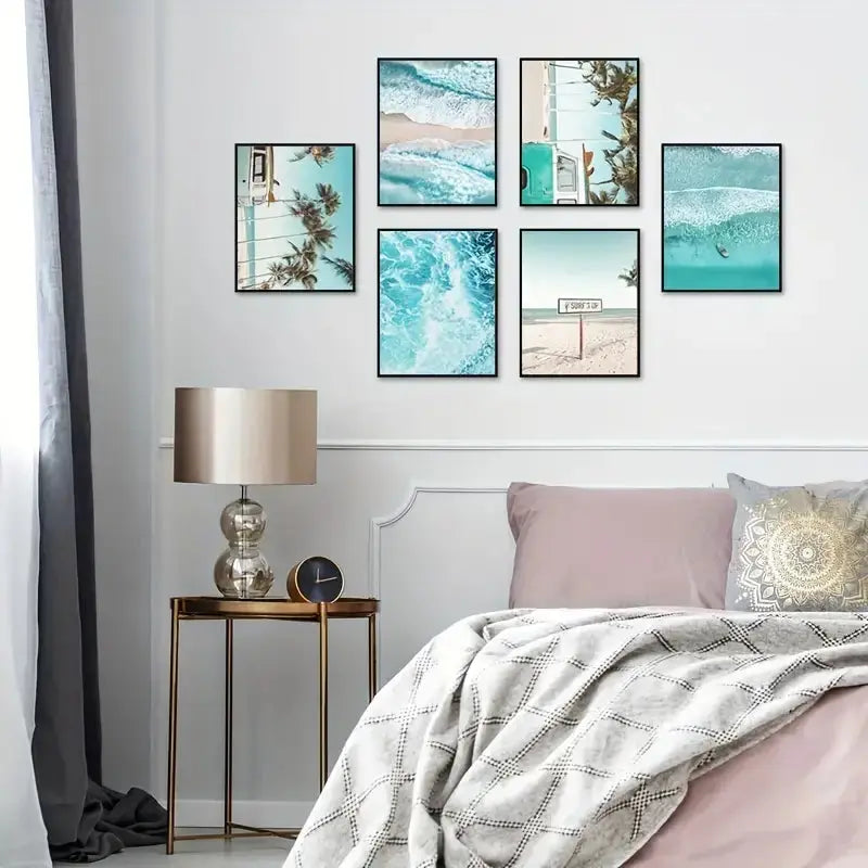6pcs 7.9x11.8in Decorative Beach Wall Art Set  Warm Home View