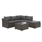 4-Piece Seasonal PE Wicker Patio Furniture Set with Tempered Glass Table - Brown  Warm Home View