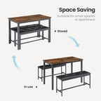 Industrial Style Dining Table Set Rustic Brown 3-Piece  Warm Home View