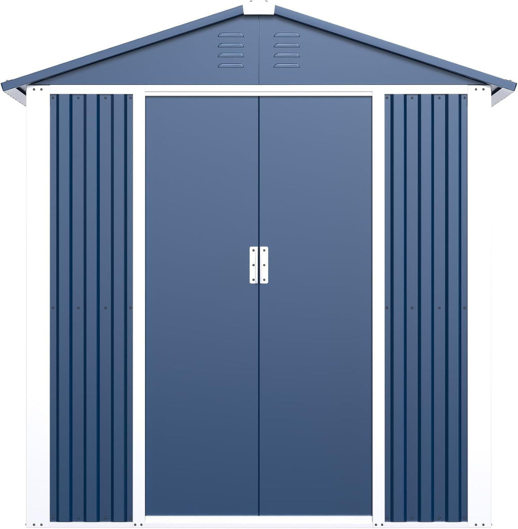 Sloping Roof Outdoor Metal Utility Shed - Galvanized Steel, 1-Piece  Warm Home View