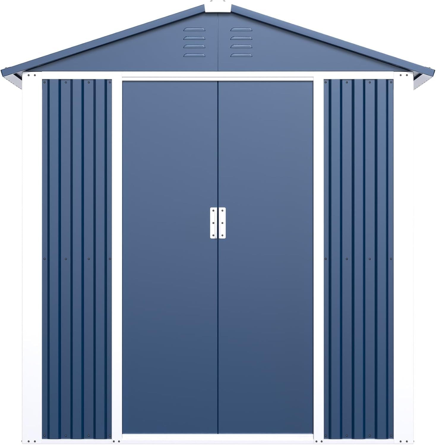 Sloping Roof Outdoor Metal Utility Shed - Galvanized Steel, 1-Piece  Warm Home View