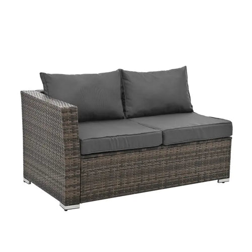 4-Piece Seasonal PE Wicker Patio Furniture Set with Tempered Glass Table - Brown  Warm Home View