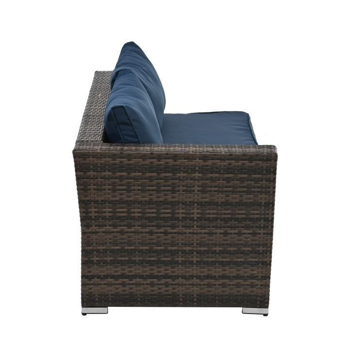4-Piece All-Weather PE Wicker Patio Conversation Set with Glass Table - Brown  Warm Home View