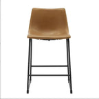 Set of 2 Industrial Whiskey Brown Faux Leather Counter Stools with Metal Frame  Warm Home View