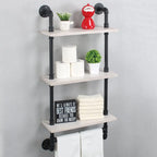 MBQQ Industrial Pipe Shelf Bathroom Shelves Wall Mounted19.6in Rustic Wood Shelf with Towel Bar3 Tier Farmhouse Towel Rack Over ToiletPipe Shelving Floating Shelves Towel HolderRetro Grey  Warm Home View