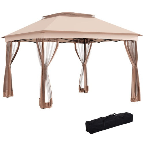 Pop-up Awning Outdoor Patio Gazebo Shelter with Detachable Zipper Net - Metal, 1-Piece  Warm Home View