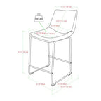 Set of 2 Industrial Brown Faux Leather Counter Stools with Powder-Coated Metal Base  Warm Home View