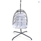 Swing Egg Chair with Stand - Gray Iron/Wicker, 1-Piece  Warm Home View