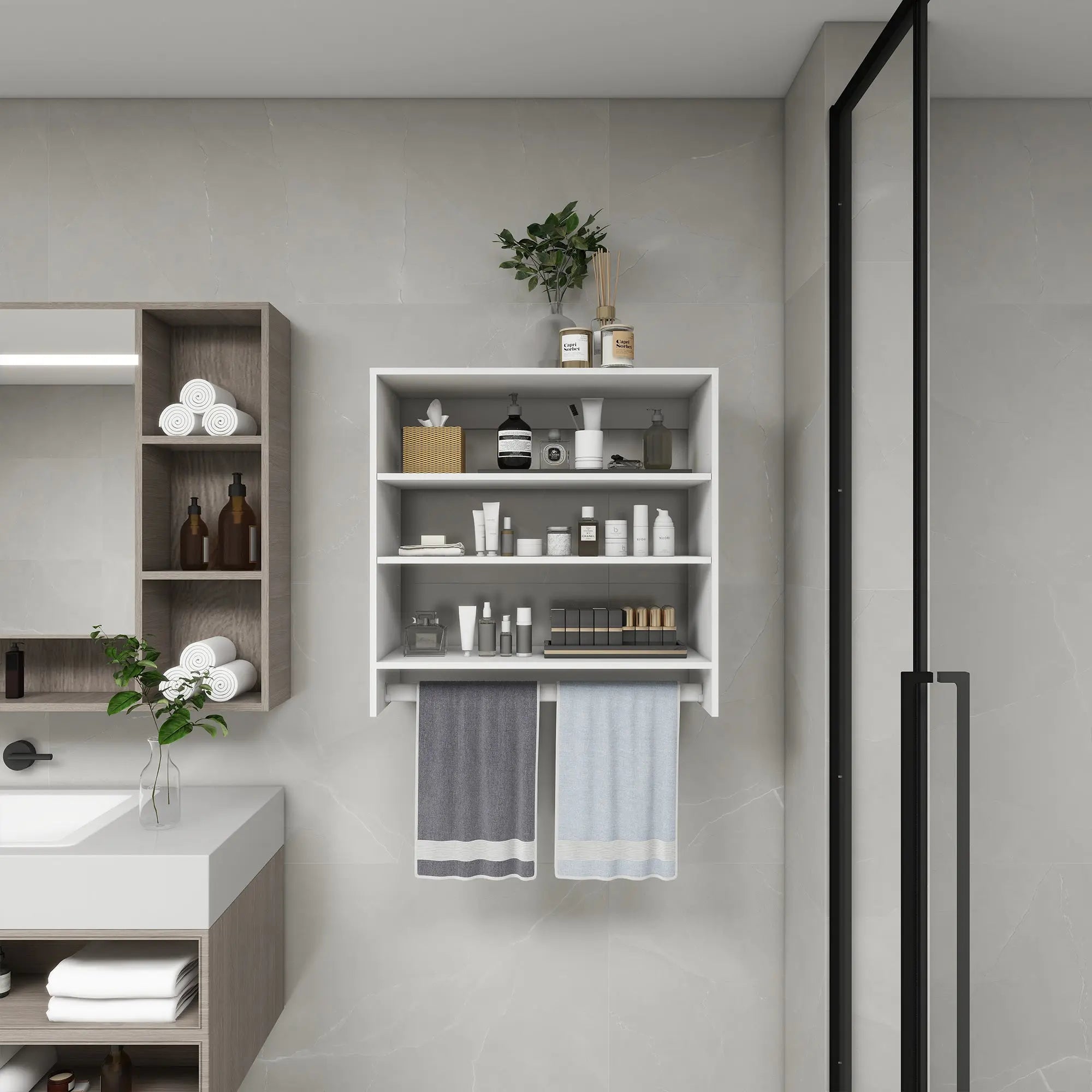 B1 Closet Organizer System: Wall Mounted Closet Organizers and Storage Walk in Closet System Closet Rack and Shelving Modern Closet Storage for Bedroom 31.49''W x 16.04''D x 31.49''H  Warm Home View