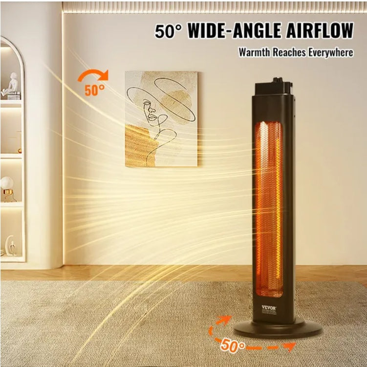 VEVOR Infrared Patio Heater - 1500W Electric Stand, Black  Warm Home View