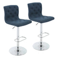 Tufted Fabric Swivel Bar Stools Blue 2-Piece  Warm Home View
