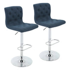 Tufted Fabric Swivel Bar Stools Blue 2-Piece  Warm Home View