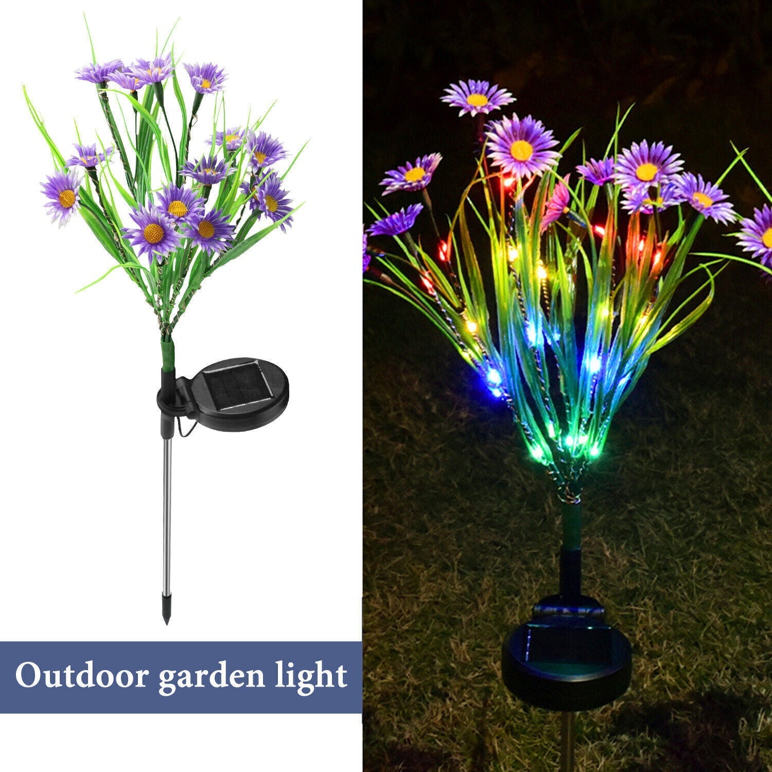 Solar Garden Stake Lights - LED Flower Waterproof, 1-Piece  Warm Home View