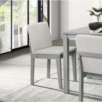 5-Piece Grey Wood Finish Dining Set with 4 Beige Fabric Upholstered Chairs  Warm Home View