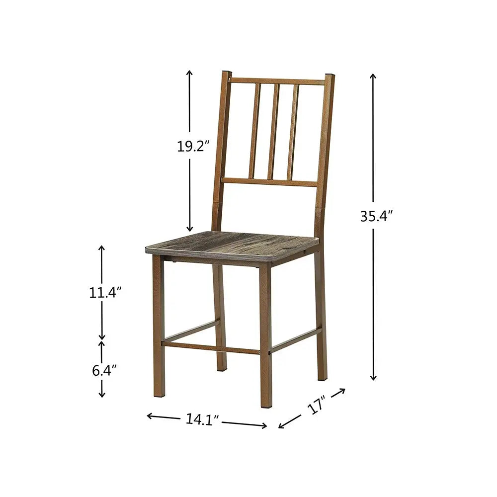 Antique Bronze Square Dining Set Wood/Metal 3-Piece  Warm Home View