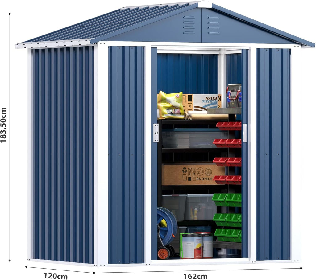 Sloping Roof Outdoor Metal Utility Shed - Galvanized Steel, 1-Piece  Warm Home View