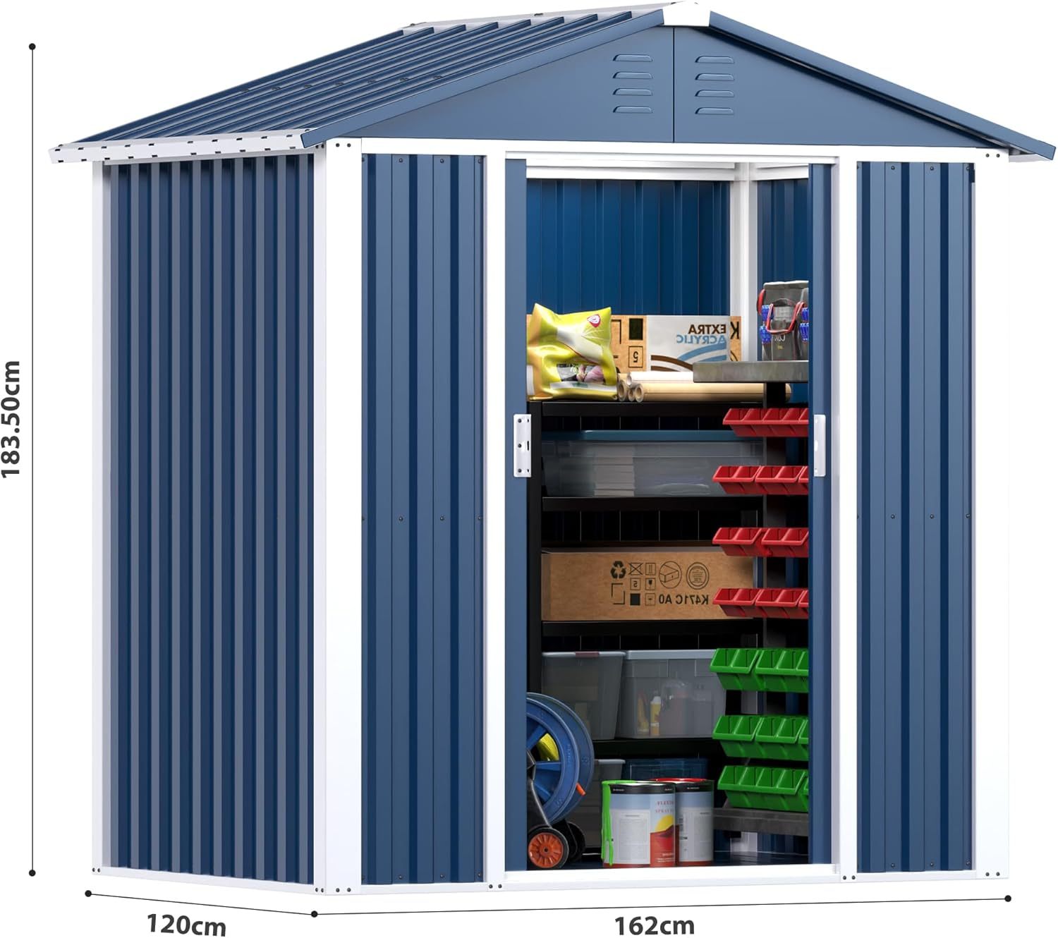 Sloping Roof Outdoor Metal Utility Shed - Galvanized Steel, 1-Piece  Warm Home View