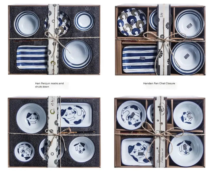 Ceramic Dinnerware Set with Chopsticks Gift Set  Warm Home View