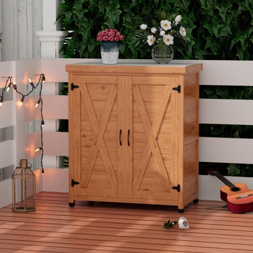 Outdoor Workstation Potting Bench - Cedar Wood/Metal, 1-Piece  Warm Home View