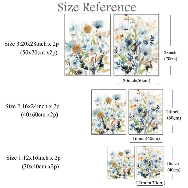 HD Watercolor Floral Botanical Canvas Wall Art Prints  Warm Home View