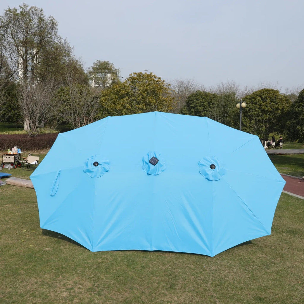 Double-Sided Outdoor Patio Umbrella - Metal, 2-Piece Set  Warm Home View