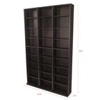 Media Shelving Unit, 6 Fixed Shelves, 18 Adjustable Shelves, Wide Base For Stability In Espresso Brown  Warm Home View