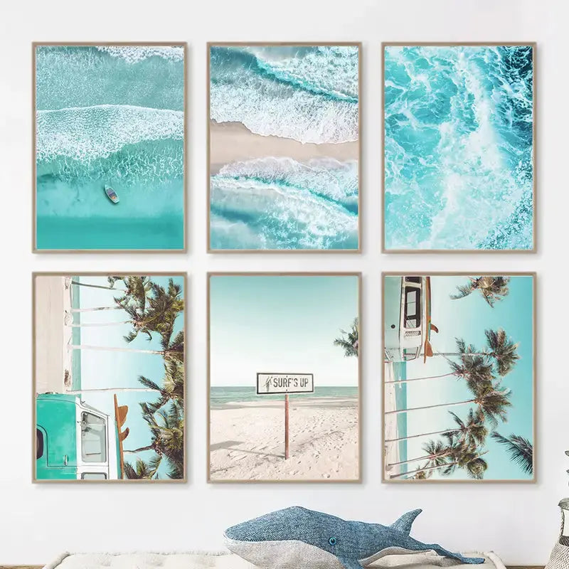 6pcs 7.9x11.8in Decorative Beach Wall Art Set  Warm Home View