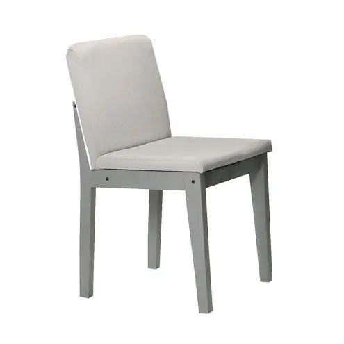 5-Piece Grey Wood Finish Dining Set with 4 Beige Fabric Upholstered Chairs  Warm Home View