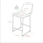 Set of 2 Industrial Black Faux Leather Counter Stools with Durable Steel Frame  Warm Home View