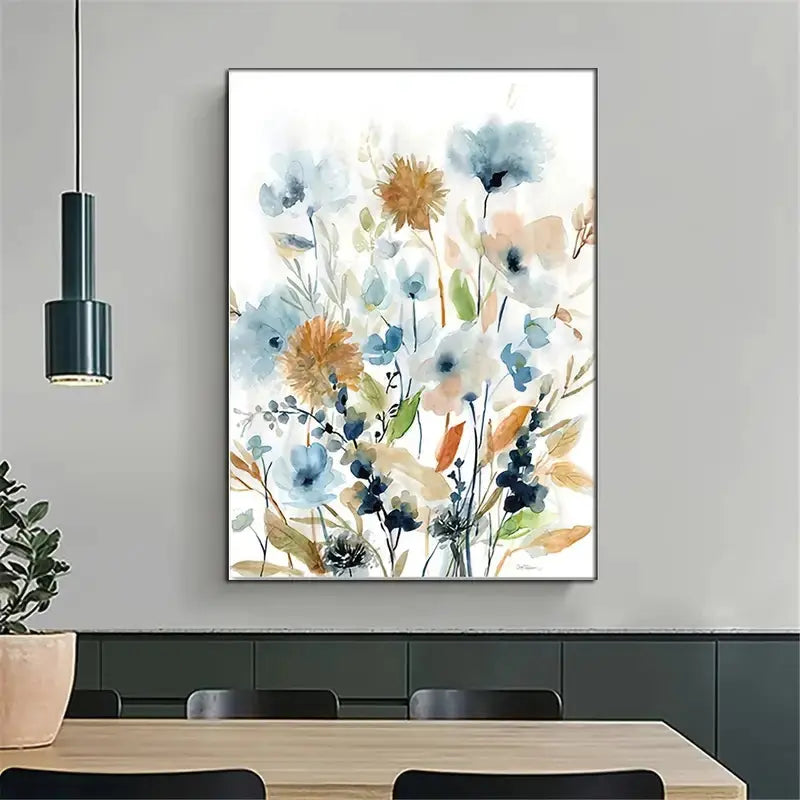 HD Watercolor Floral Botanical Canvas Wall Art Prints  Warm Home View