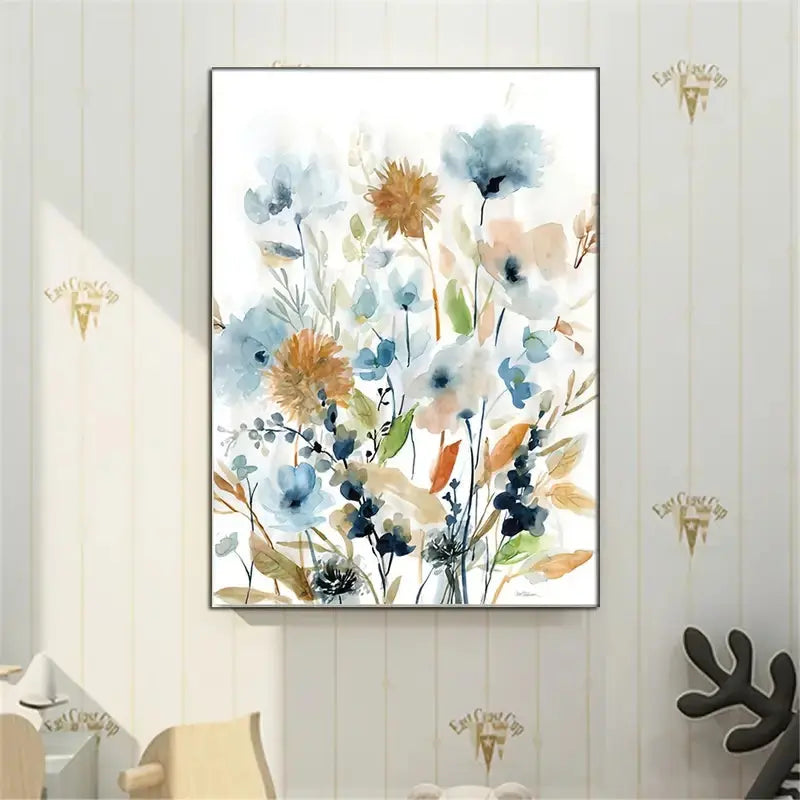 HD Watercolor Floral Botanical Canvas Wall Art Prints  Warm Home View