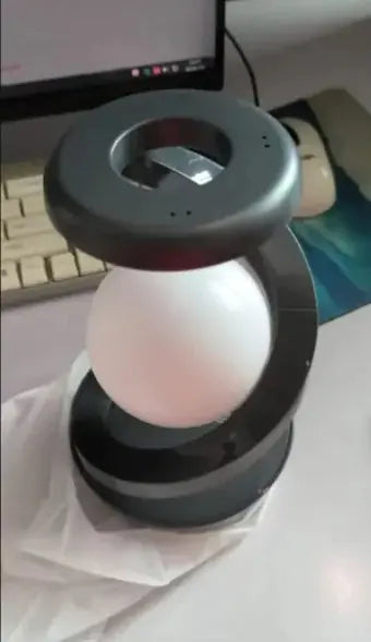 Rotating Moon Desk Lamp with Wireless Charging  Warm Home View