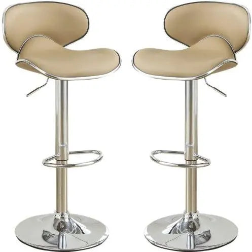 Adjustable Brown Faux Leather Bar Stools 2-Piece  Warm Home View