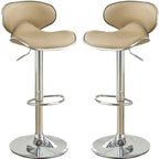 Adjustable Brown Faux Leather Bar Stools 2-Piece  Warm Home View