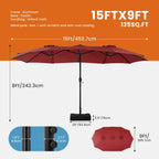 Large Outdoor Patio Umbrella - Polyester, 3-Piece Set  Warm Home View