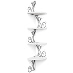 Alsonerbay Floating Corner Wood Shelves 4 Tier Wall Mounted Rustic Storage Shelf Cat Shaped Shelving for Wall Solid Wooden Decor for Living Room Bedroom Kitchen Bathroom Office White  Warm Home View