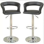 Adjustable Kitchen Island Stools Black Faux Leather 2-Piece  Warm Home View