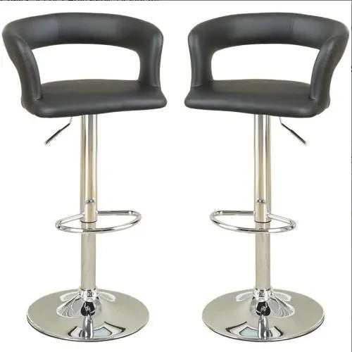 Adjustable Kitchen Island Stools Black Faux Leather 2-Piece  Warm Home View