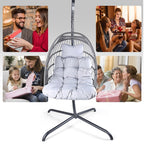 Swing Egg Chair with Stand - Gray Iron/Wicker, 1-Piece  Warm Home View
