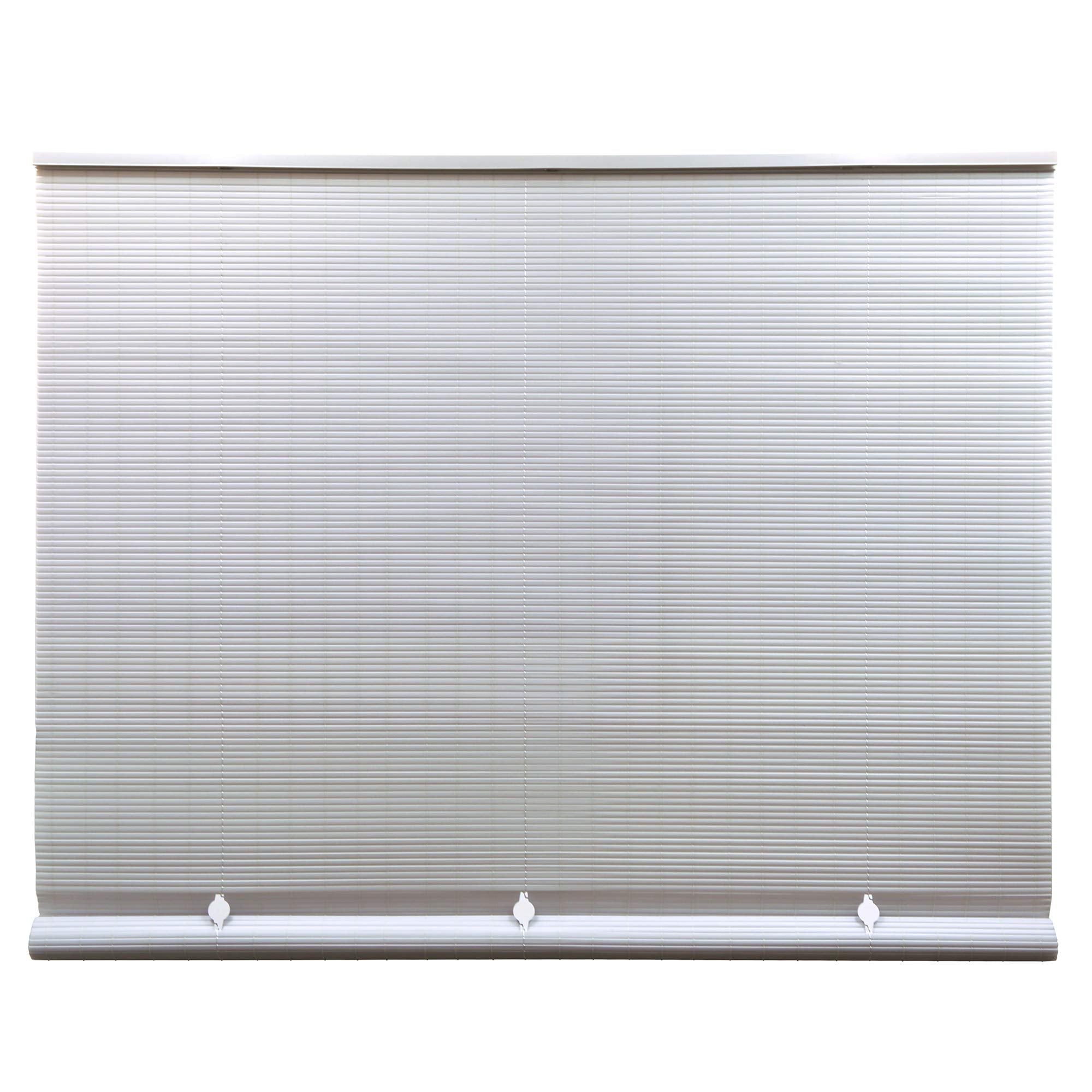 Cordless Outdoor Roll Up Shades - White PVC, 1-Piece  Warm Home View