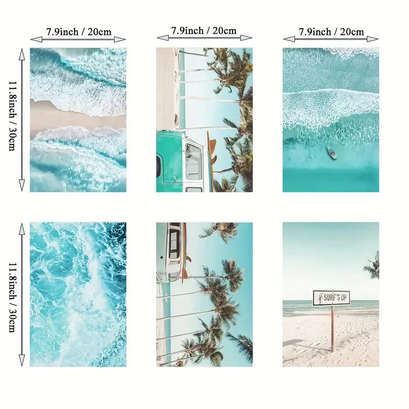 6pcs 7.9x11.8in Decorative Beach Wall Art Set  Warm Home View