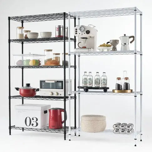 Wire Shelving Metal Storage Rack Adjustable Shelves, Standing Storage Shelf Units For Laundry Bathroom Kitchen Pantry ClosetWhite, 42L X 18W X 71H  Warm Home View