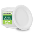 Freshware Paper Plates - Disposable 9" Plate 500-Pack Biodegradable Sugarcane Fiber Dinner Plates - Heavy Duty Dinnerware for Hot Food - Microwave & Freezer Safe Stackable Dinnerware  Warm Home View