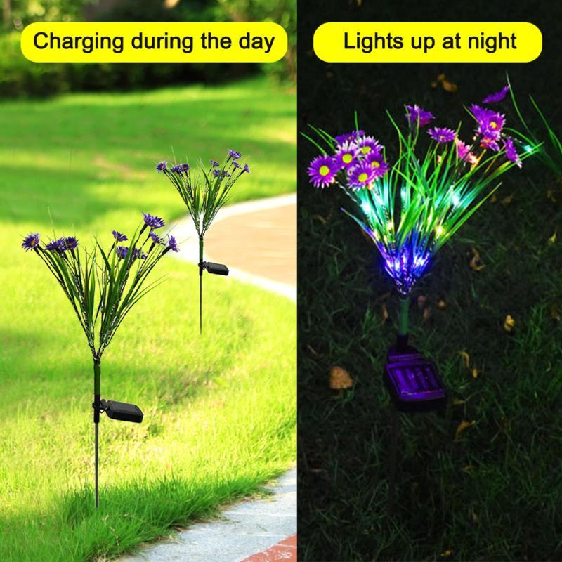 Solar Garden Stake Lights - LED Flower Waterproof, 1-Piece  Warm Home View