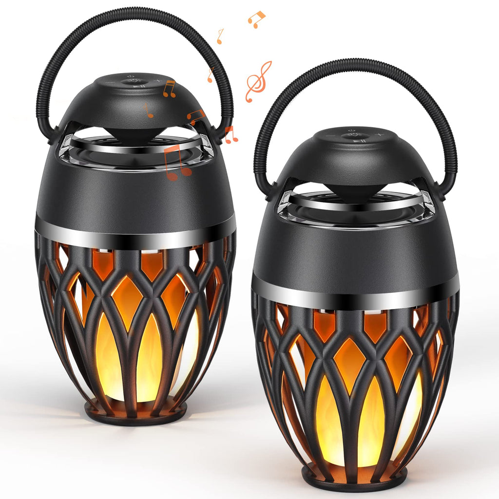 Outdoor Bluetooth Speakers with LED Flame Light - Plastic, 2-Pack  Warm Home View