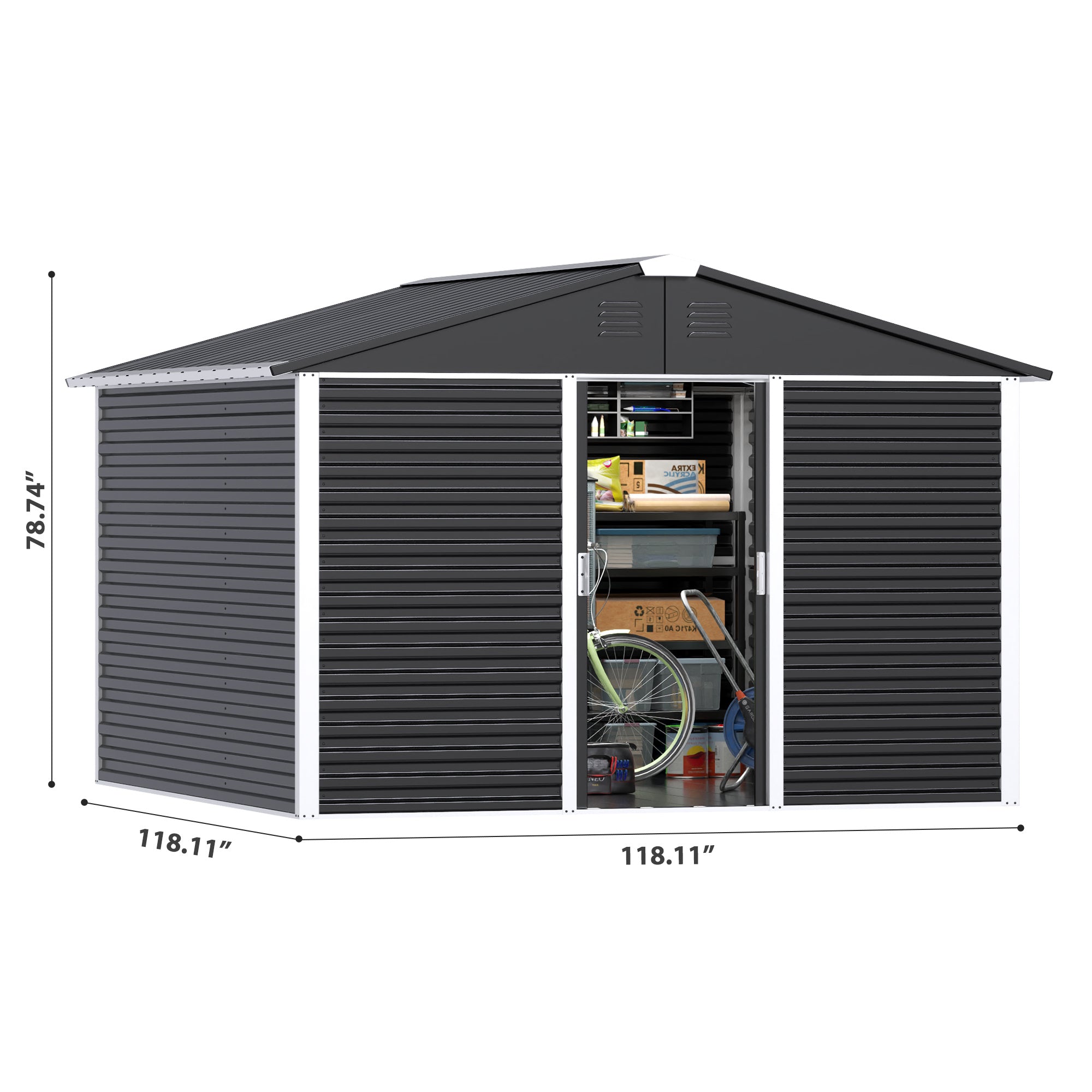 Metal Outdoor Garden Storage Shed - Galvanized Steel, 1-Piece  Warm Home View