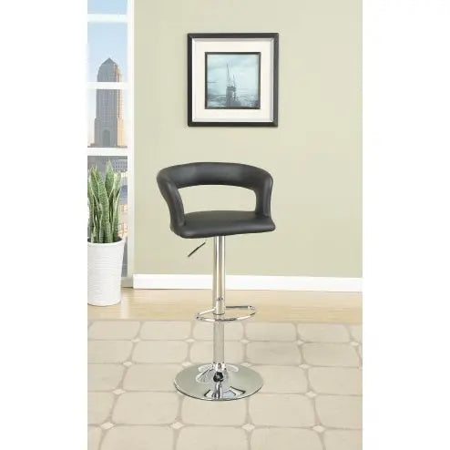Adjustable Kitchen Island Stools Black Faux Leather 2-Piece  Warm Home View