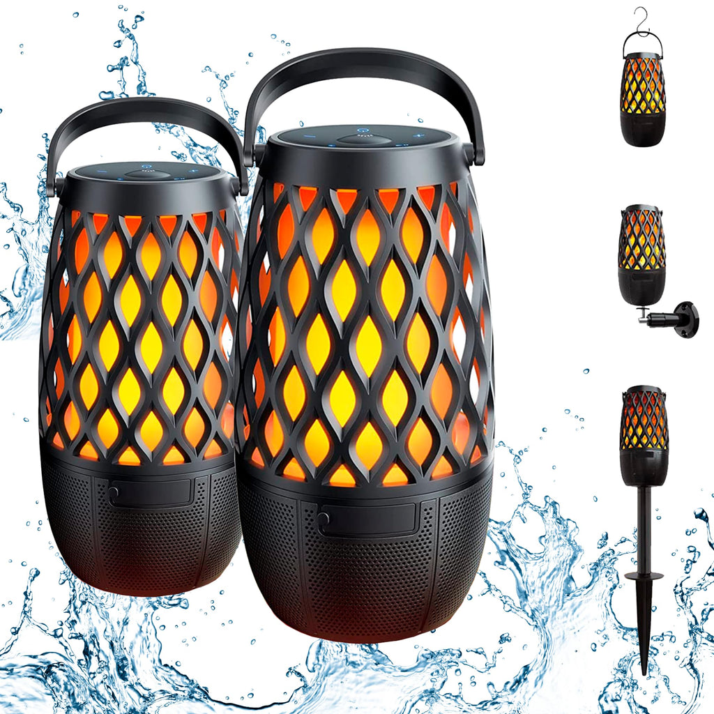 Tiki Torch Speakers Bluetooth - ABS Plastic, 2-Piece Set  Warm Home View
